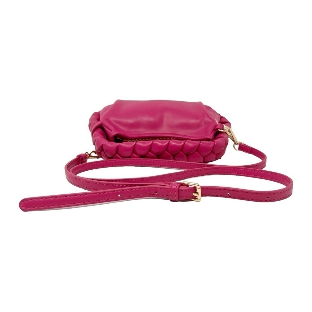 NWT Urban Expressions Vegan Leather Braided Purse/Crossbody Hot Pink. - Picture 5 of 7